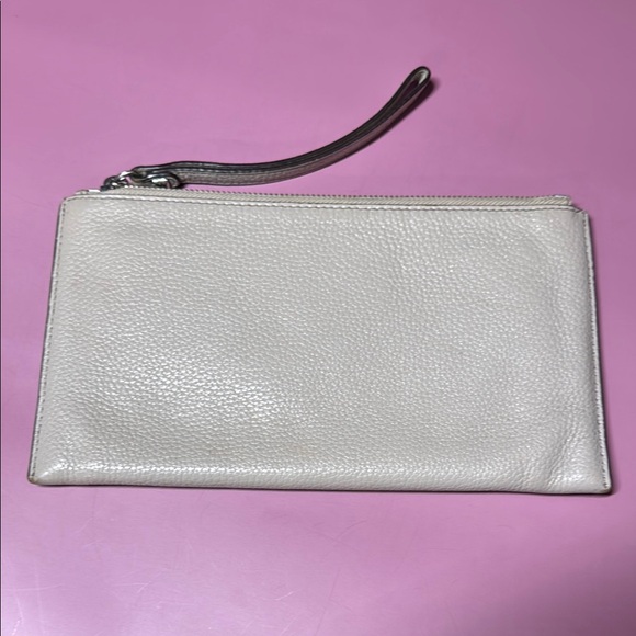 Michael Kors Cream Clutch Wristlet with Square Silver Stud Accents